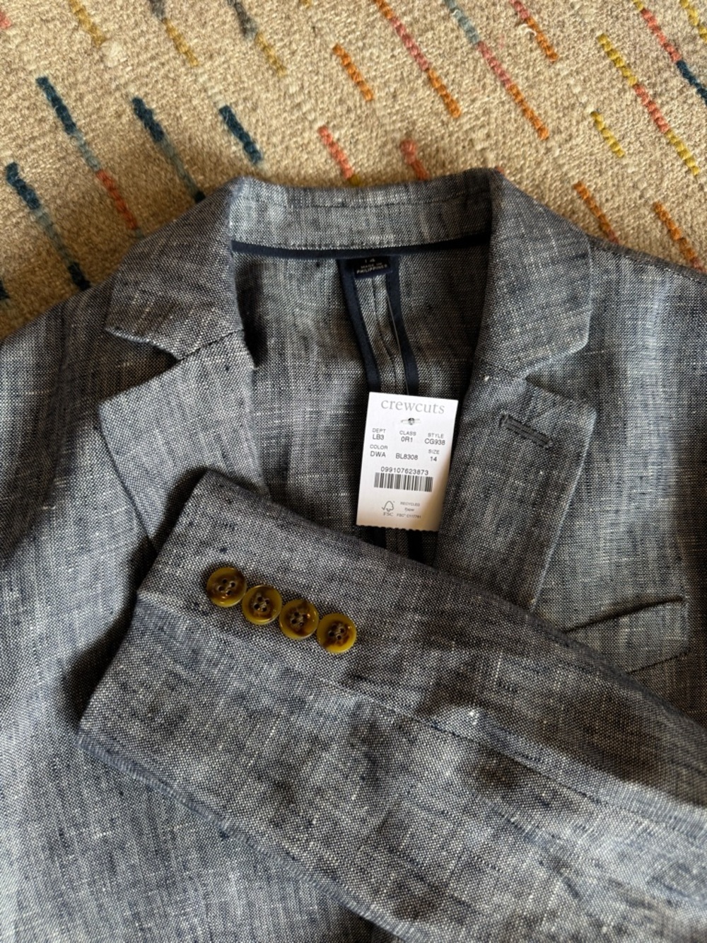 NWT- NEW Crew Crewcuts Boys' Lightweight Gray linen Suit Jacket & Pants Set - Picture 7 of 9